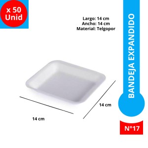 BANDEJA EXPANDIDO BANDEX N°17 x 50u 14x14cm